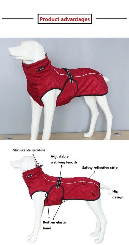 Fleece Dog Jacket – Autumn Winter Reflective Coat for Large Dogs