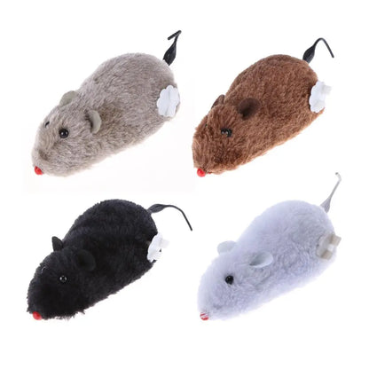 Spring‑Powered Plush Mouse – Interactive Mechanical Toy for Cats