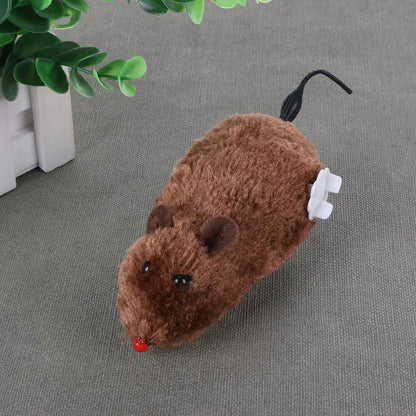 Spring‑Powered Plush Mouse – Interactive Mechanical Toy for Cats