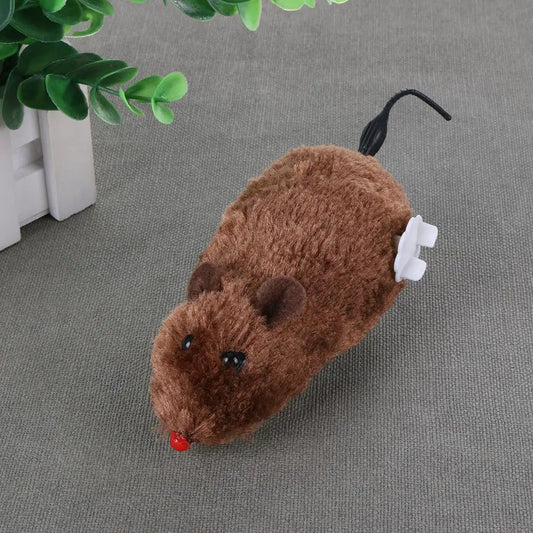 Spring‑Powered Plush Mouse – Interactive Mechanical Toy for Cats