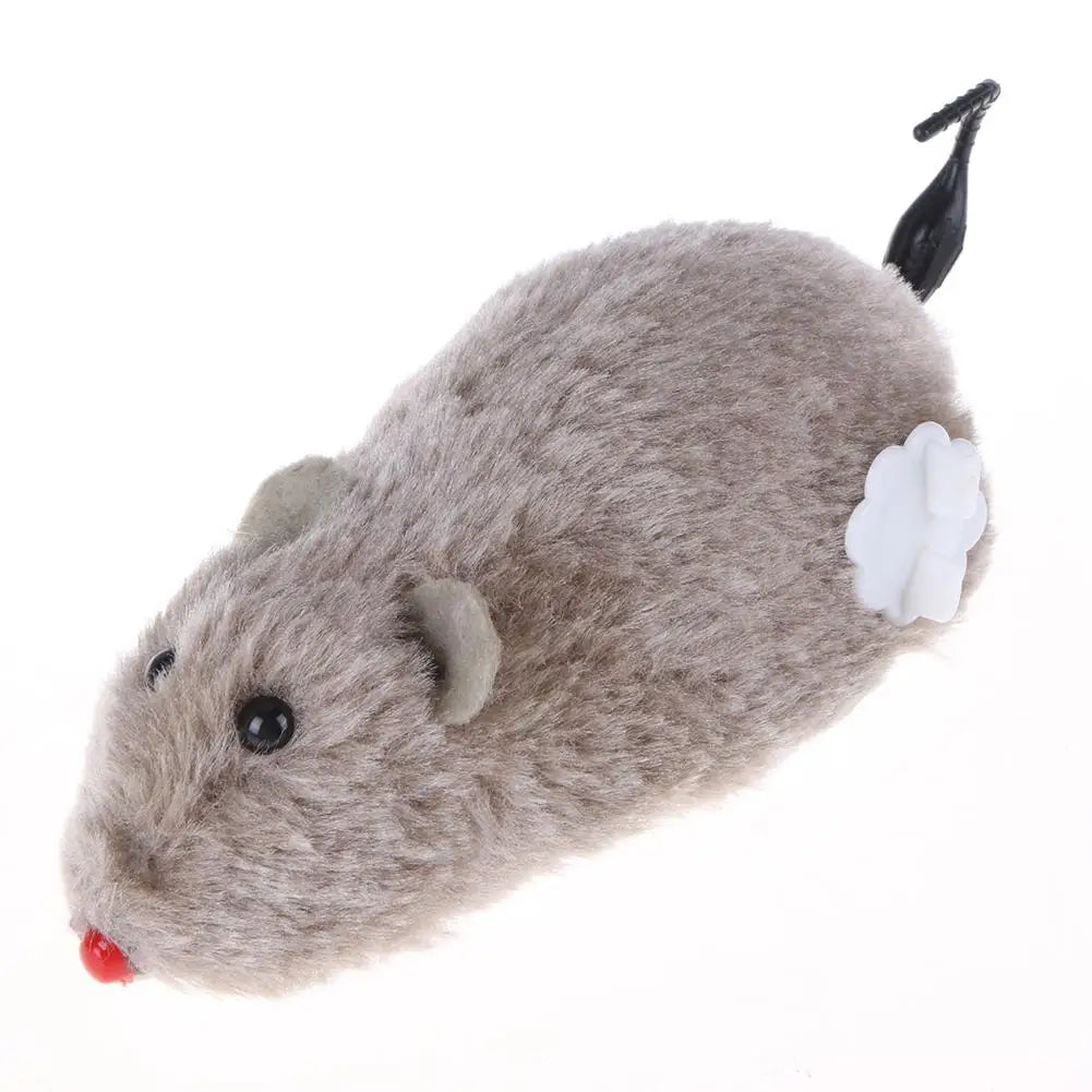 Spring‑Powered Plush Mouse – Interactive Mechanical Toy for Cats
