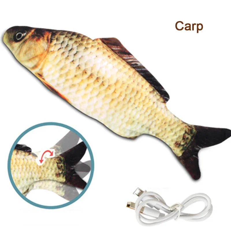 Soft Plush USB‑Charging Fish Toy, Interactive Grinding Teeth, Chew & Training for Cats & Dogs