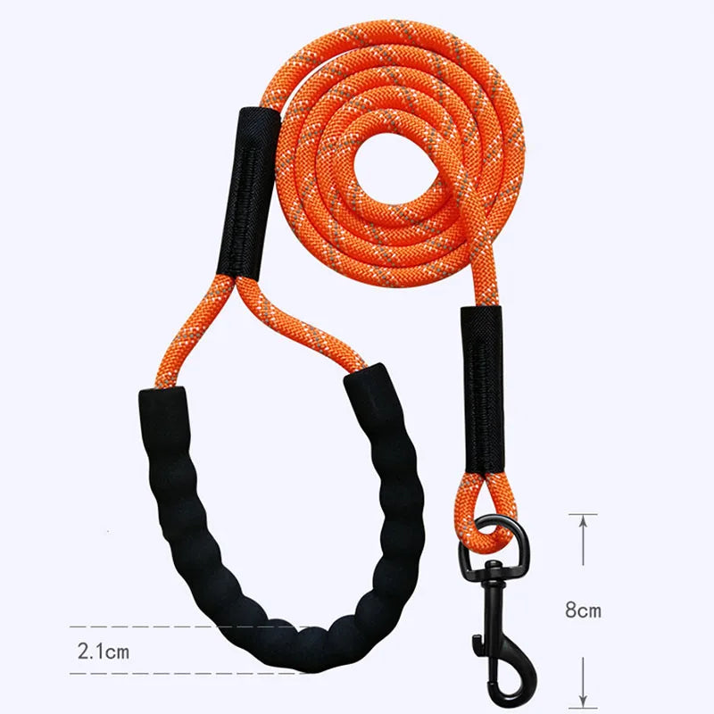 Long Dog Training Leash 2m–20m - Reflective Nylon Rope with Padded Handle