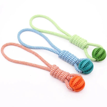 Pet Tooth‑Cleaning Ball Toy with Rope, Bite‑Resistant Rubber, Puzzle‑Feed Design
