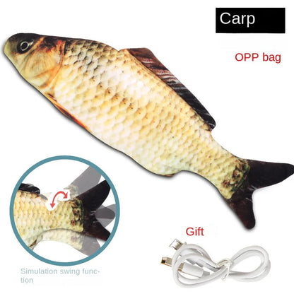 Soft Plush USB‑Charging Fish Toy, Interactive Grinding Teeth, Chew & Training for Cats & Dogs