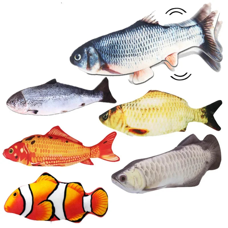 Soft Plush USB‑Charging Fish Toy, Interactive Grinding Teeth, Chew & Training for Cats & Dogs