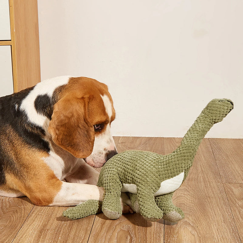 Dinosaur Squeaky Dog Toy - Soft Plush Chew Toy for Small, Medium & Large Dogs