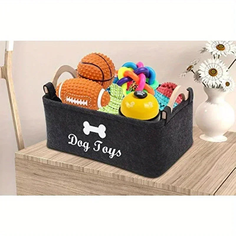 Felt Pet Toy Box – Stylish Dog Toy Storage Basket for Easy Organization