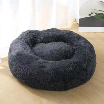 Round Coral Fleece Pet Bed – Soft, Warm, Non‑Slip, Machine‑Washable