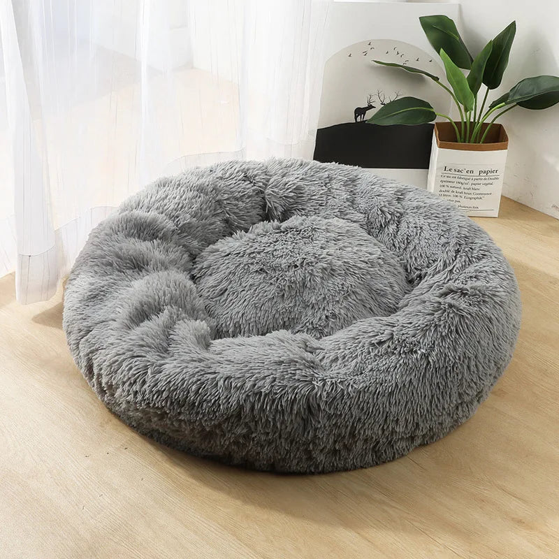 Round Coral Fleece Pet Bed – Soft, Warm, Non‑Slip, Machine‑Washable