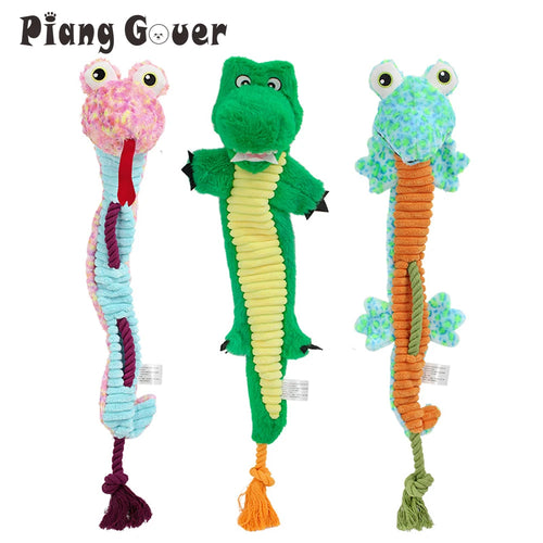 Long Plush Squeaky Dog Toy 60cm - Soft Chew Toy in Pink, Blue & Green