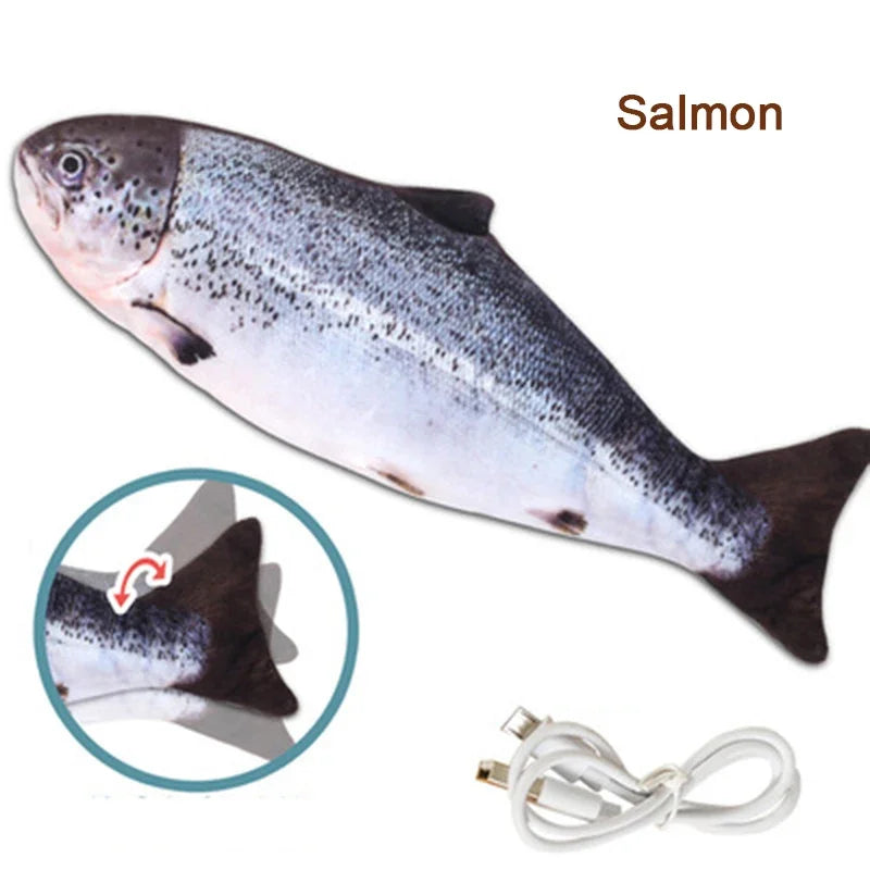 Soft Plush USB‑Charging Fish Toy, Interactive Grinding Teeth, Chew & Training for Cats & Dogs