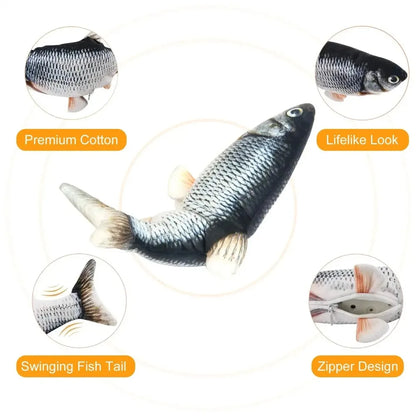Soft Plush USB‑Charging Fish Toy, Interactive Grinding Teeth, Chew & Training for Cats & Dogs
