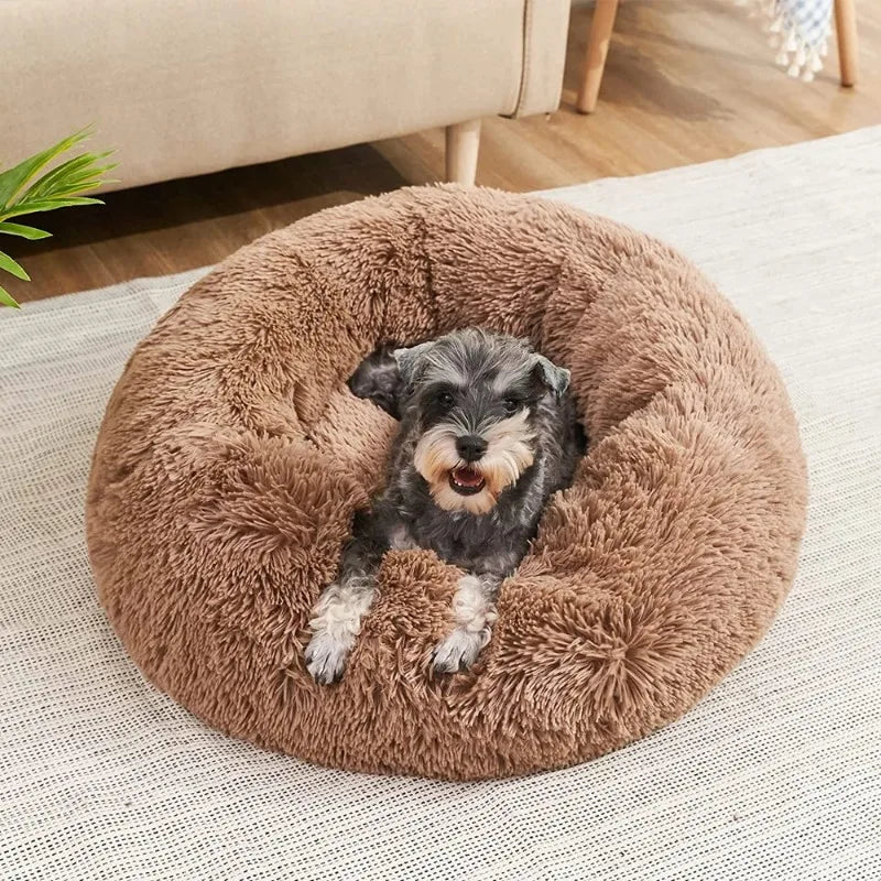 Round Coral Fleece Pet Bed – Soft, Warm, Non‑Slip, Machine‑Washable