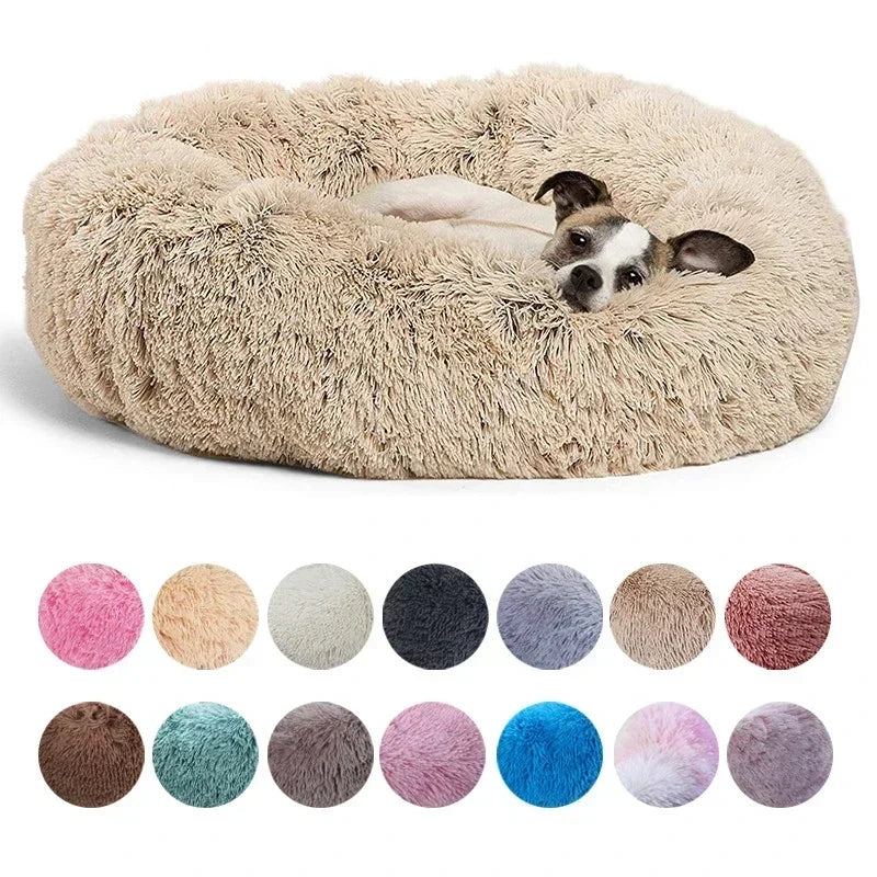 Round Coral Fleece Pet Bed – Soft, Warm, Non‑Slip, Machine‑Washable