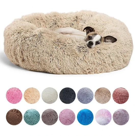 Round Coral Fleece Pet Bed – Soft, Warm, Non‑Slip, Machine‑Washable