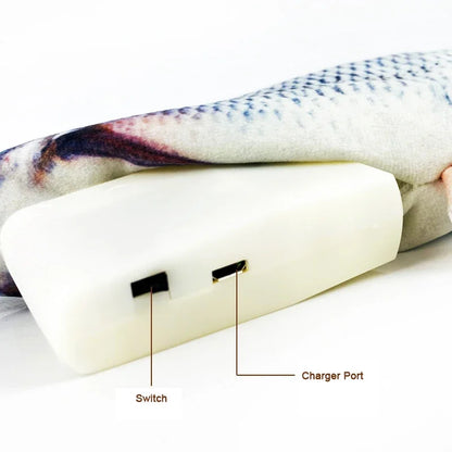 Soft Plush USB‑Charging Fish Toy, Interactive Grinding Teeth, Chew & Training for Cats & Dogs