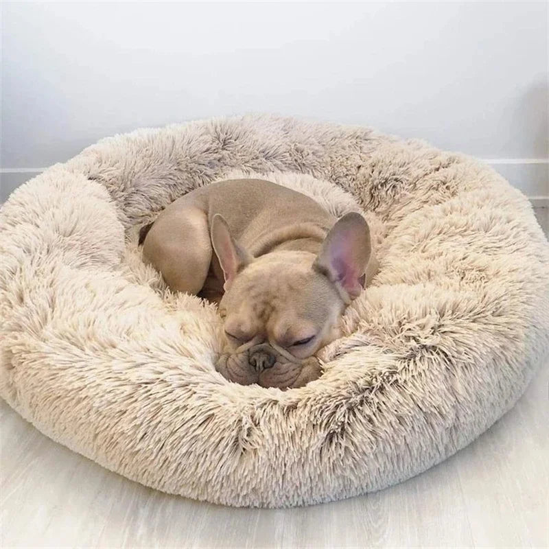 Round Coral Fleece Pet Bed – Soft, Warm, Non‑Slip, Machine‑Washable