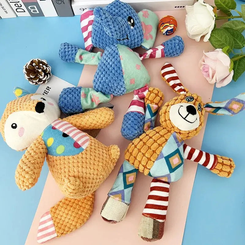 Interactive Plush Teething Toy for Dogs & Cats, Bite‑Resistant, Squeaky, Cute Animal Design