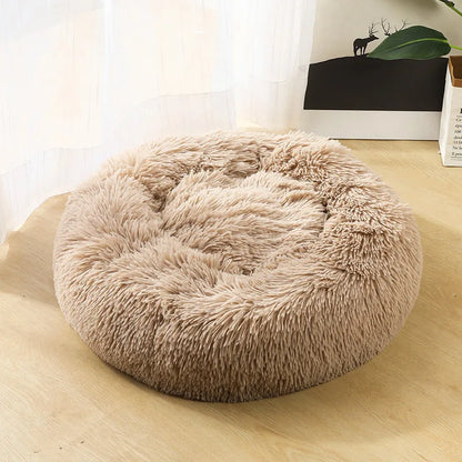 Round Coral Fleece Pet Bed – Soft, Warm, Non‑Slip, Machine‑Washable
