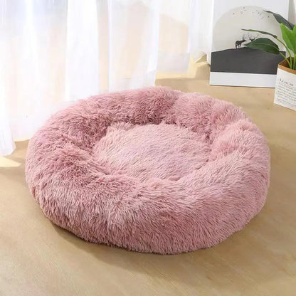 Round Coral Fleece Pet Bed – Soft, Warm, Non‑Slip, Machine‑Washable
