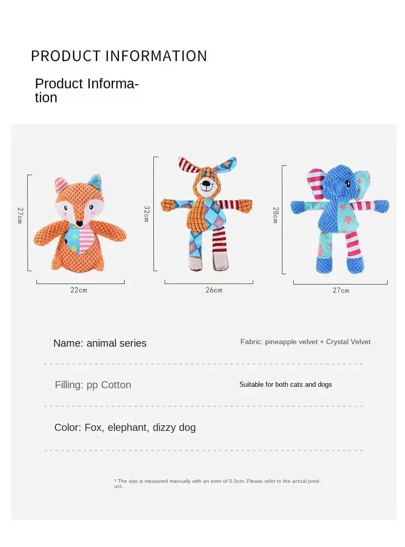 Interactive Plush Teething Toy for Dogs & Cats, Bite‑Resistant, Squeaky, Cute Animal Design