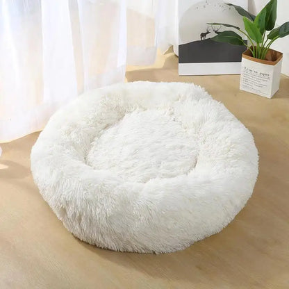Round Coral Fleece Pet Bed – Soft, Warm, Non‑Slip, Machine‑Washable