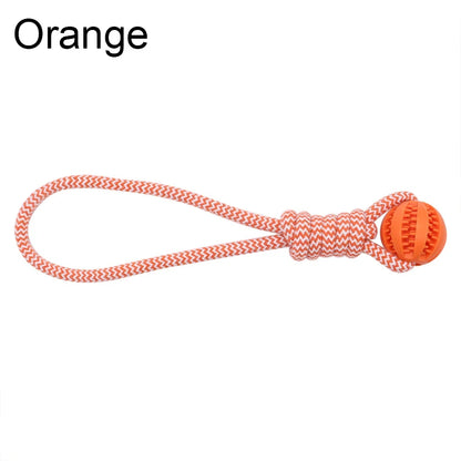 Pet Tooth‑Cleaning Ball Toy with Rope, Bite‑Resistant Rubber, Puzzle‑Feed Design