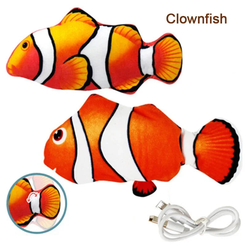 Soft Plush USB‑Charging Fish Toy, Interactive Grinding Teeth, Chew & Training for Cats & Dogs