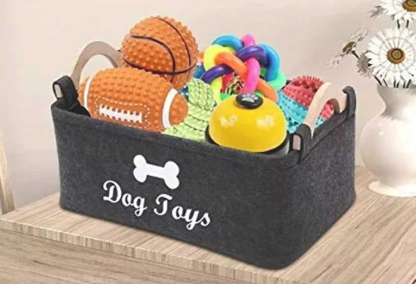 Felt Pet Toy Box – Stylish Dog Toy Storage Basket for Easy Organization