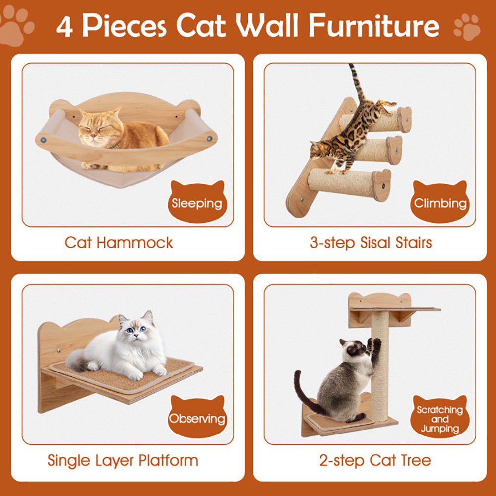 Wall-Mounted Cat Tree & Climbing Set - Space-Saving Cat Playground - TailTastic Store