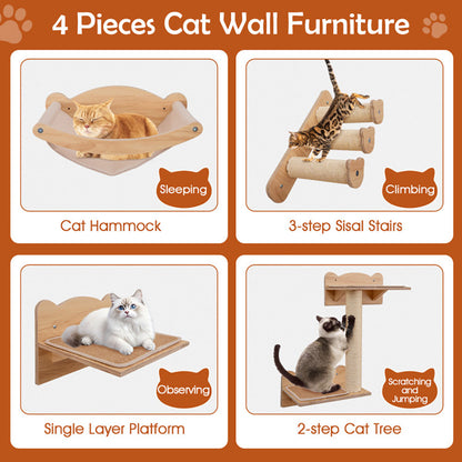 Wall-Mounted Cat Tree & Climbing Set - Space-Saving Cat Playground - TailTastic Store