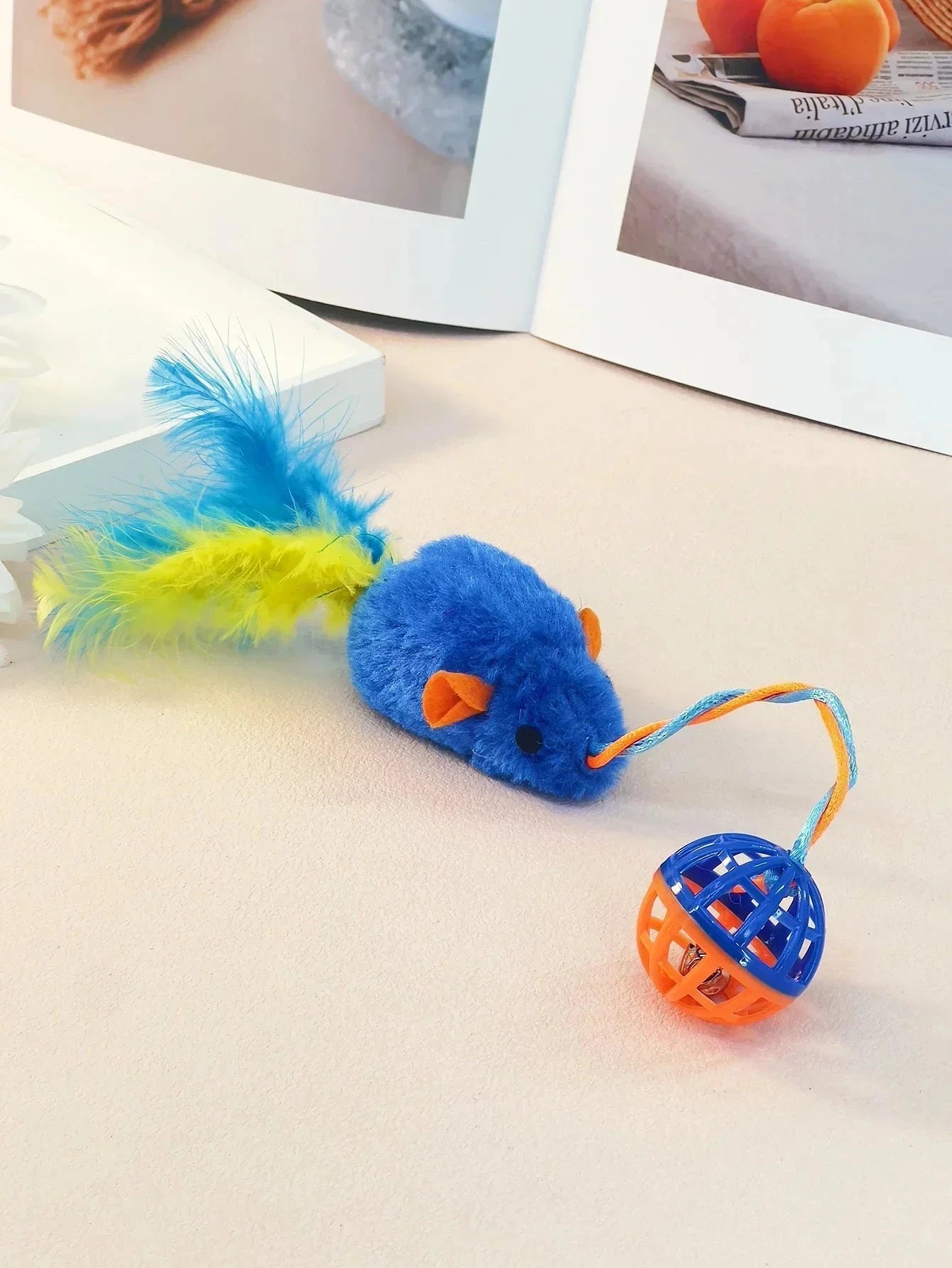 Cat Teaser Toy - Mouse & Feather Wand with Bell Ball Cat Toys TailTastic Store 