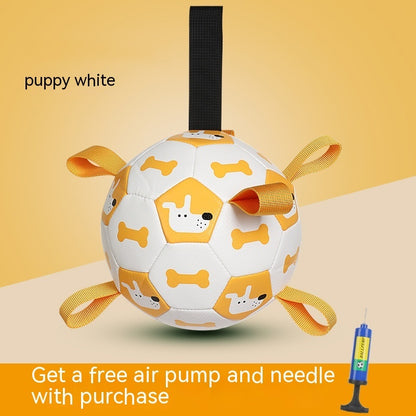 Interactive Dog Football Toy - Durable PU Ball with Strap