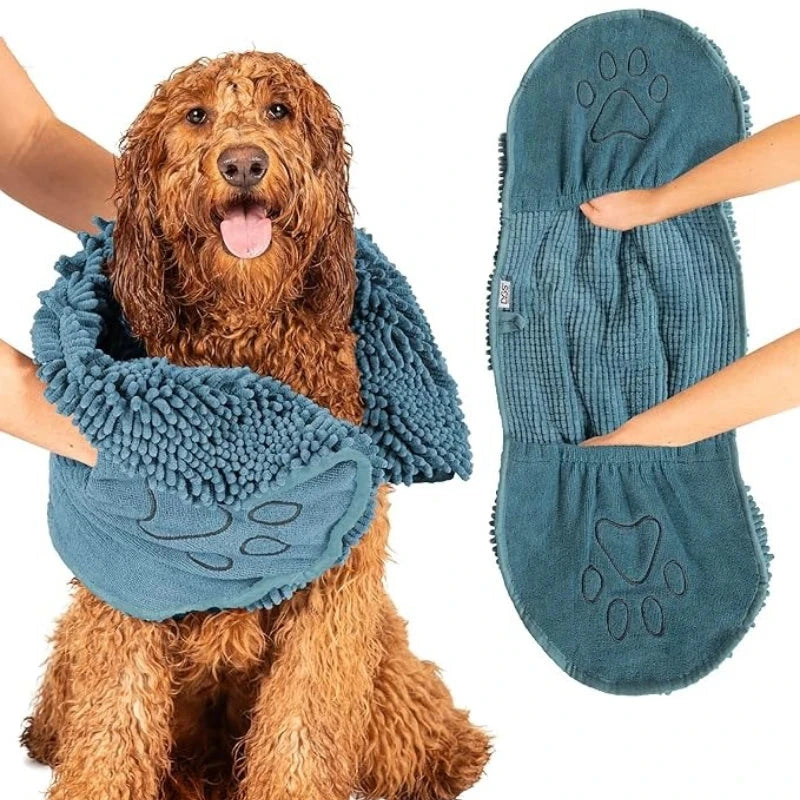 Dog Drying Towel - Super Absorbent Chenille Mitt with Hand Pockets Accessories TailTastic Store 