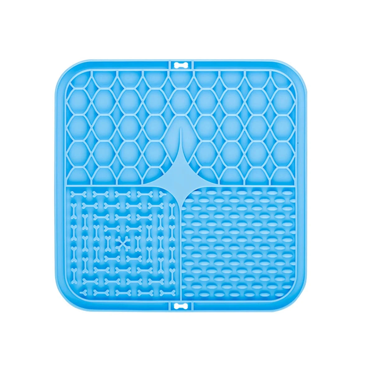 Blue silicone mat with textured design on a white background