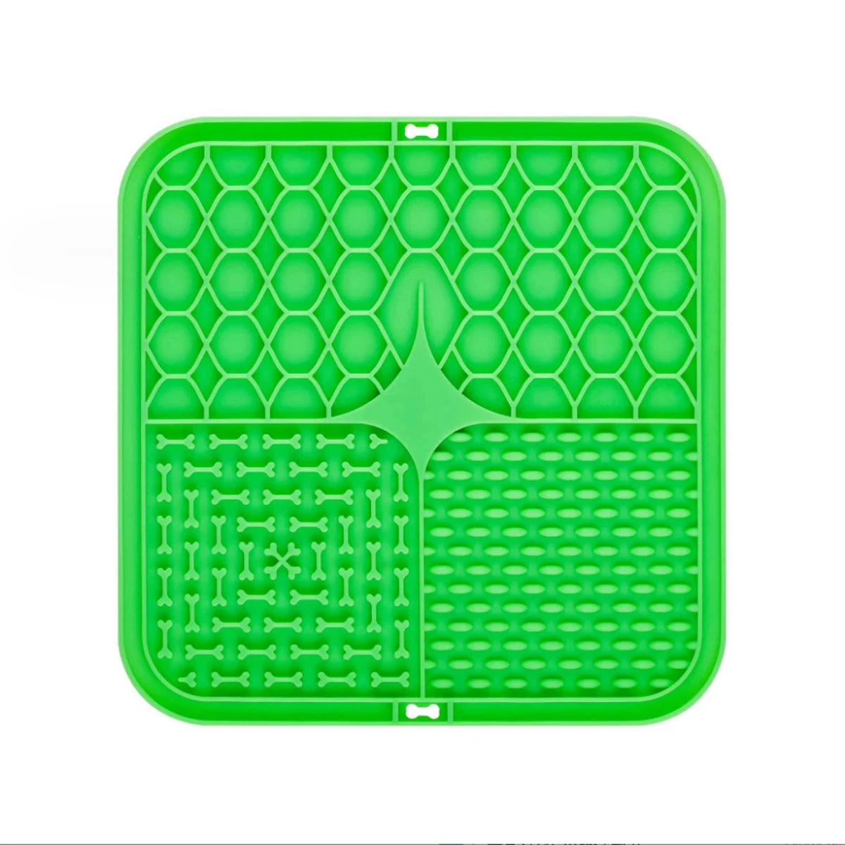 Green silicone mat with textured design on a white background