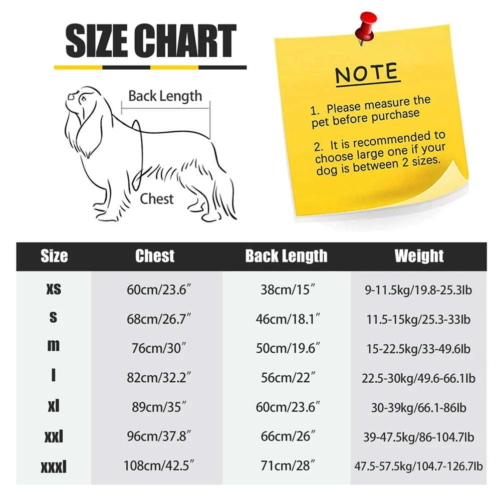 Dog Pyjamas Fleece Onesie - Warm Winter Jumpsuit for Medium & Large Dogs TailTastic Store 