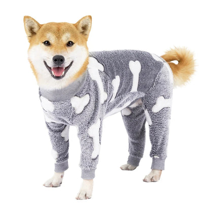 Dog Pyjamas Fleece Onesie - Warm Winter Jumpsuit for Medium & Large Dogs TailTastic Store grey XS（old） China Mainland