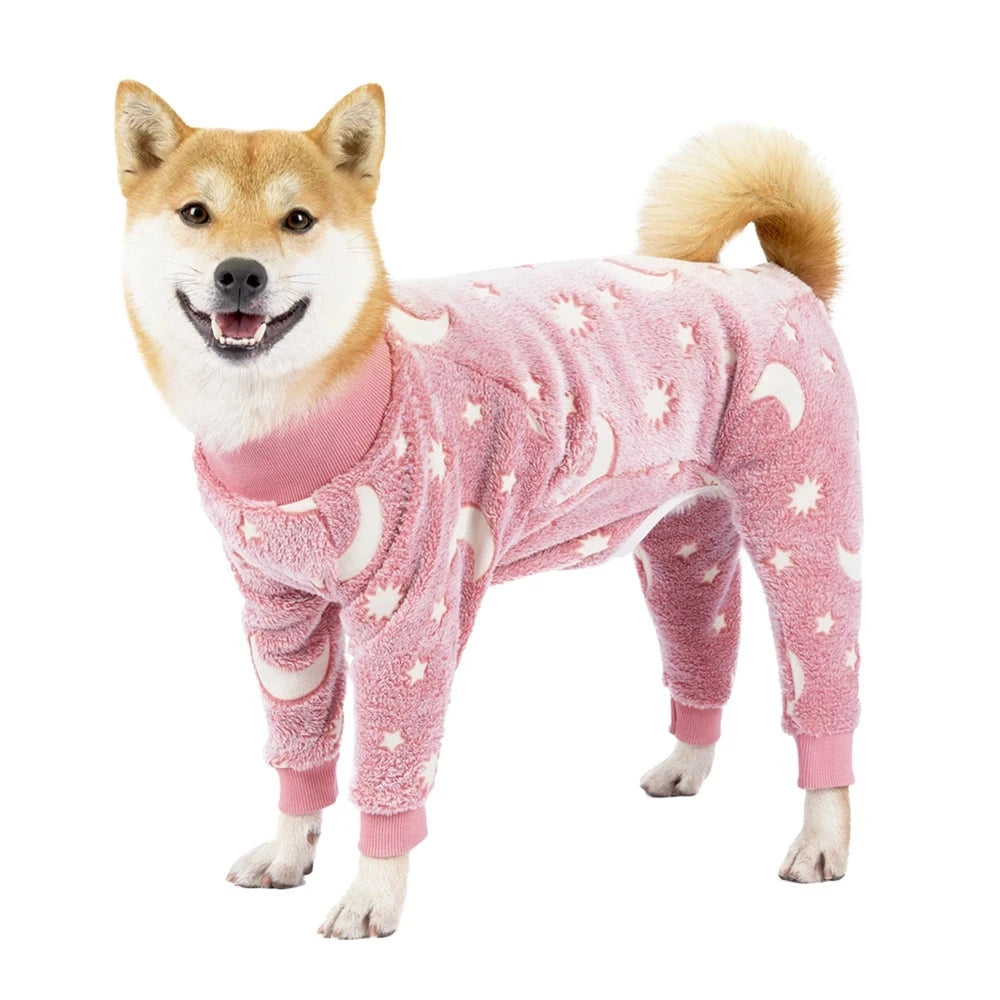 Dog Pyjamas Fleece Onesie - Warm Winter Jumpsuit for Medium & Large Dogs TailTastic Store pink XS（old） China Mainland