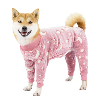 Dog Pyjamas Fleece Onesie - Warm Winter Jumpsuit for Medium & Large Dogs TailTastic Store pink XS（old） China Mainland