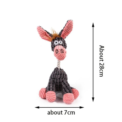 Donkey Plush Dog Toy – Corduroy Squeaky Chew Toy for Puppies & Dogs Dog toys TailTastic Store Pink 