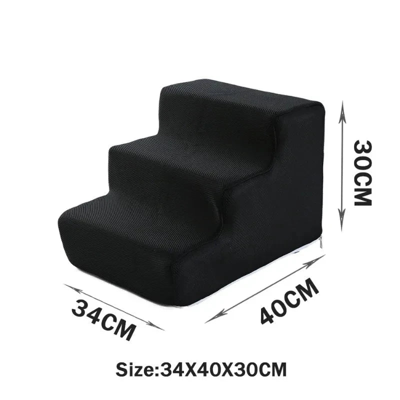 Foldable Pet Stairs – Anti-Slip Dog Steps with Washable Cover Accessories TailTastic Store black-3 
