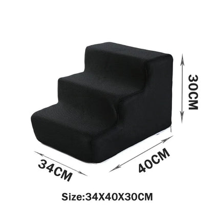Foldable Pet Stairs – Anti-Slip Dog Steps with Washable Cover Accessories TailTastic Store black-3 