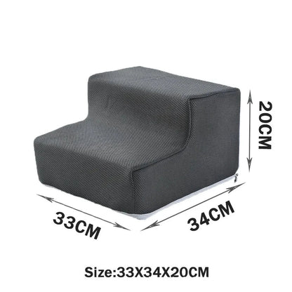 Foldable Pet Stairs – Anti-Slip Dog Steps with Washable Cover Accessories TailTastic Store Grey-2 