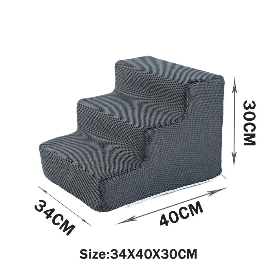 Foldable Pet Stairs – Anti-Slip Dog Steps with Washable Cover Accessories TailTastic Store Grey-3 