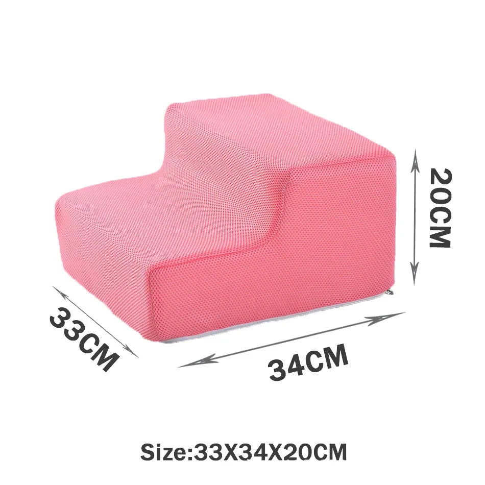 Foldable Pet Stairs – Anti-Slip Dog Steps with Washable Cover Accessories TailTastic Store Pink-2 