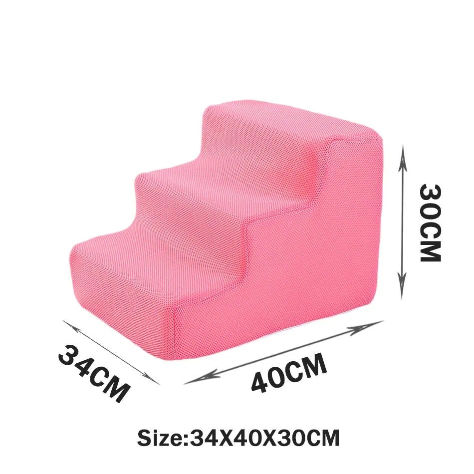 Foldable Pet Stairs – Anti-Slip Dog Steps with Washable Cover Accessories TailTastic Store Pink-3 