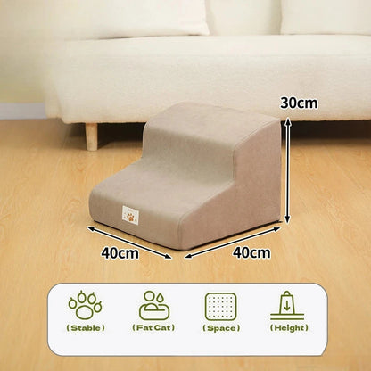 Pet Stairs 2/4 Step – Memory Foam Ramp for Senior Dogs Accessories TailTastic Store khaki-2 
