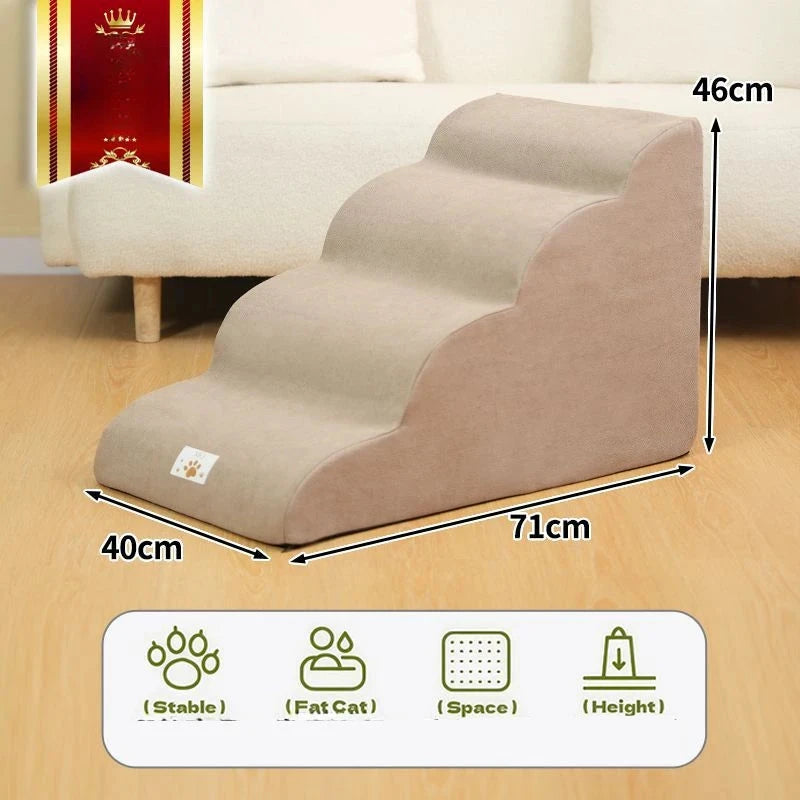 Pet Stairs 2/4 Step – Memory Foam Ramp for Senior Dogs Accessories TailTastic Store khaki-4 